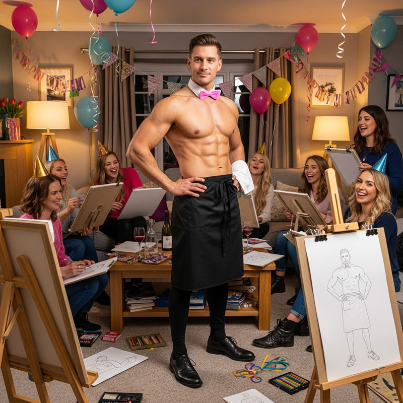 A Topless Buff Butlers Official host